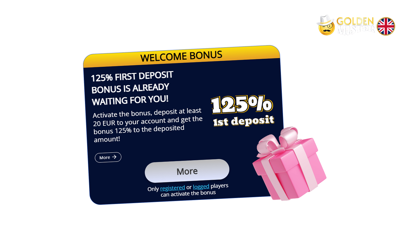 Golden Mister UK Casino offers a great reward for the first deposit