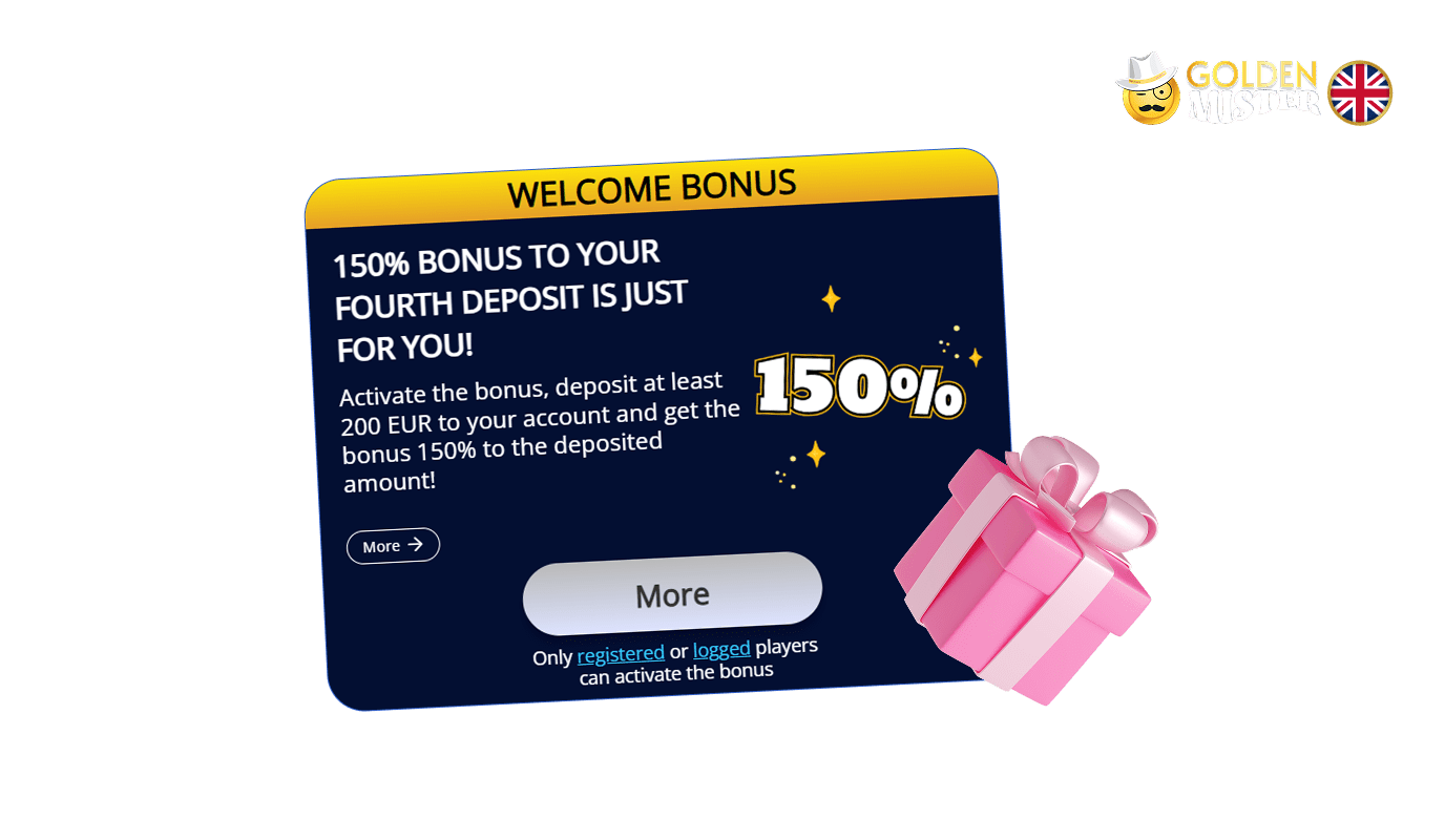 Golden Mister UK Casino offers a great reward for the fourth deposit