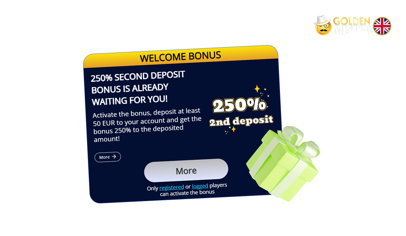 Golden Mister UK Casino offers a great reward for the second deposit