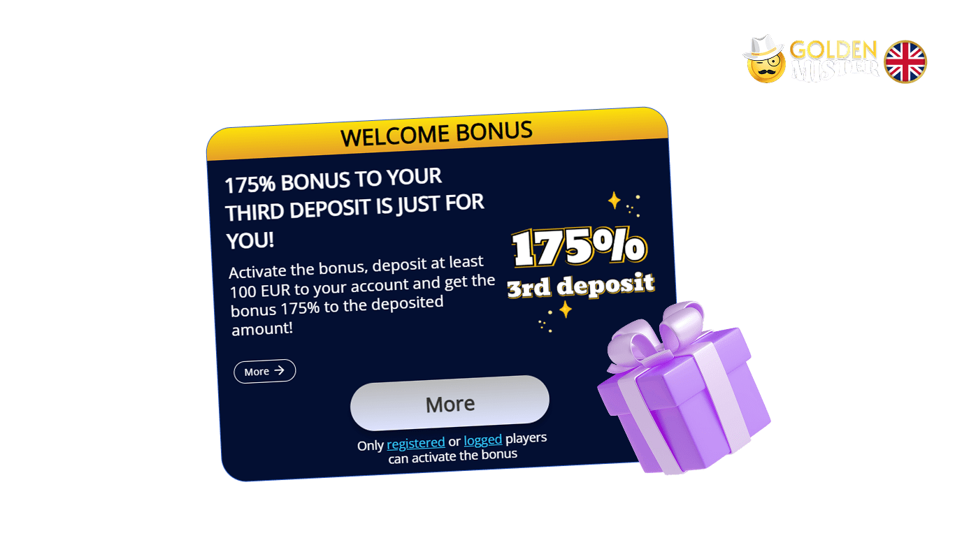 Golden Mister UK Casino offers a great reward for the third deposit